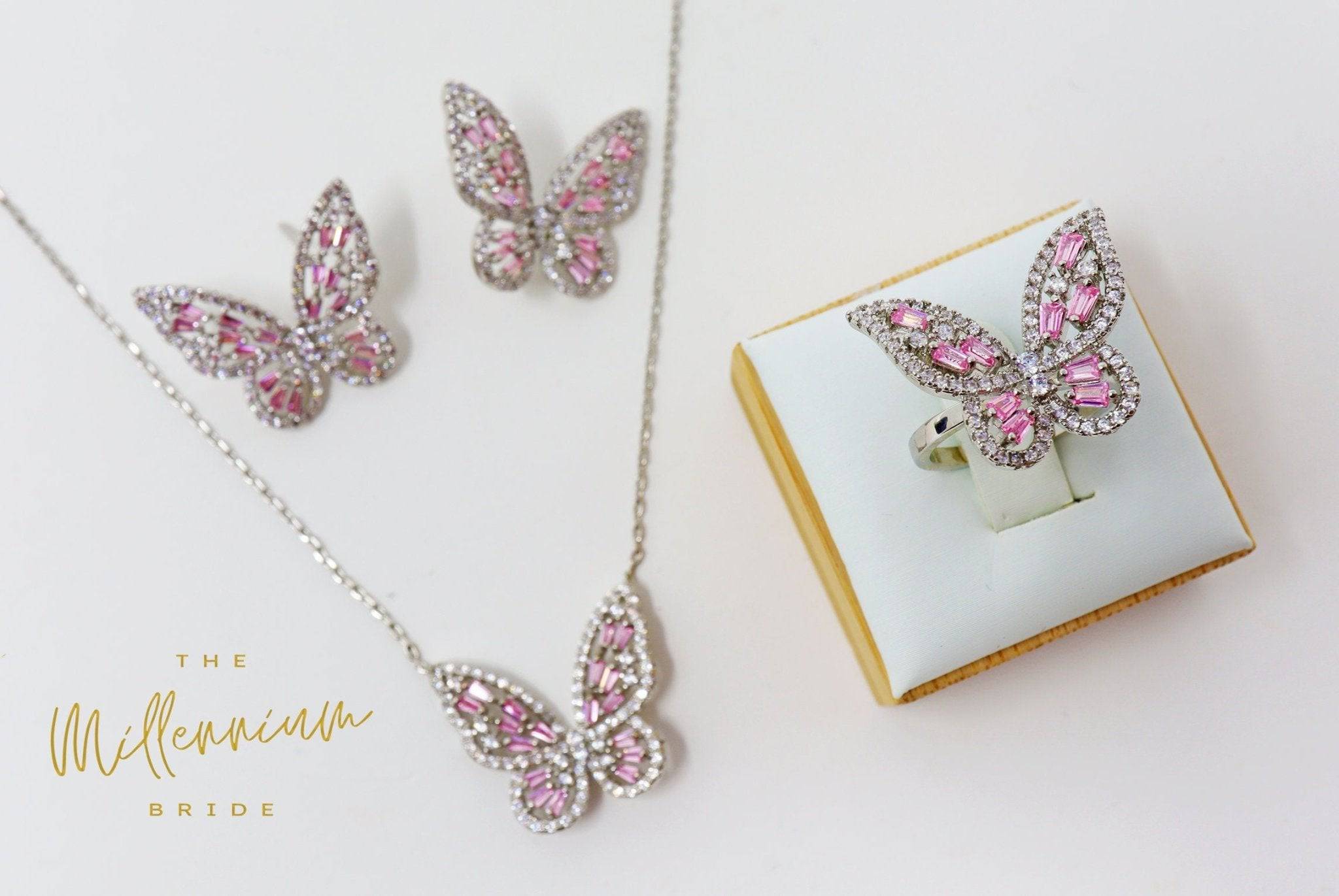 Sterling Silver Halo Butterfly Necklace with crystals from Swarovski – Amy  and Annette